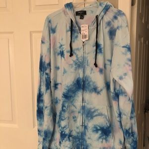 Men’s tie dye zippered hooded sweatshirt